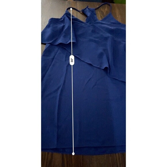 A by Amanda Uprichard Cascading Ruffle Dress in Blue Women’s Size M Sleeveless - Picture 12 of 15